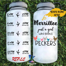 Load image into Gallery viewer, Just a Girl Who Loves Peckers Personalized Water Bottle | 34oz
