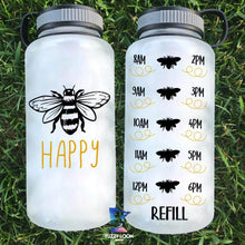 Load image into Gallery viewer, Bee Happy | Motivational Water Bottle | 34oz
