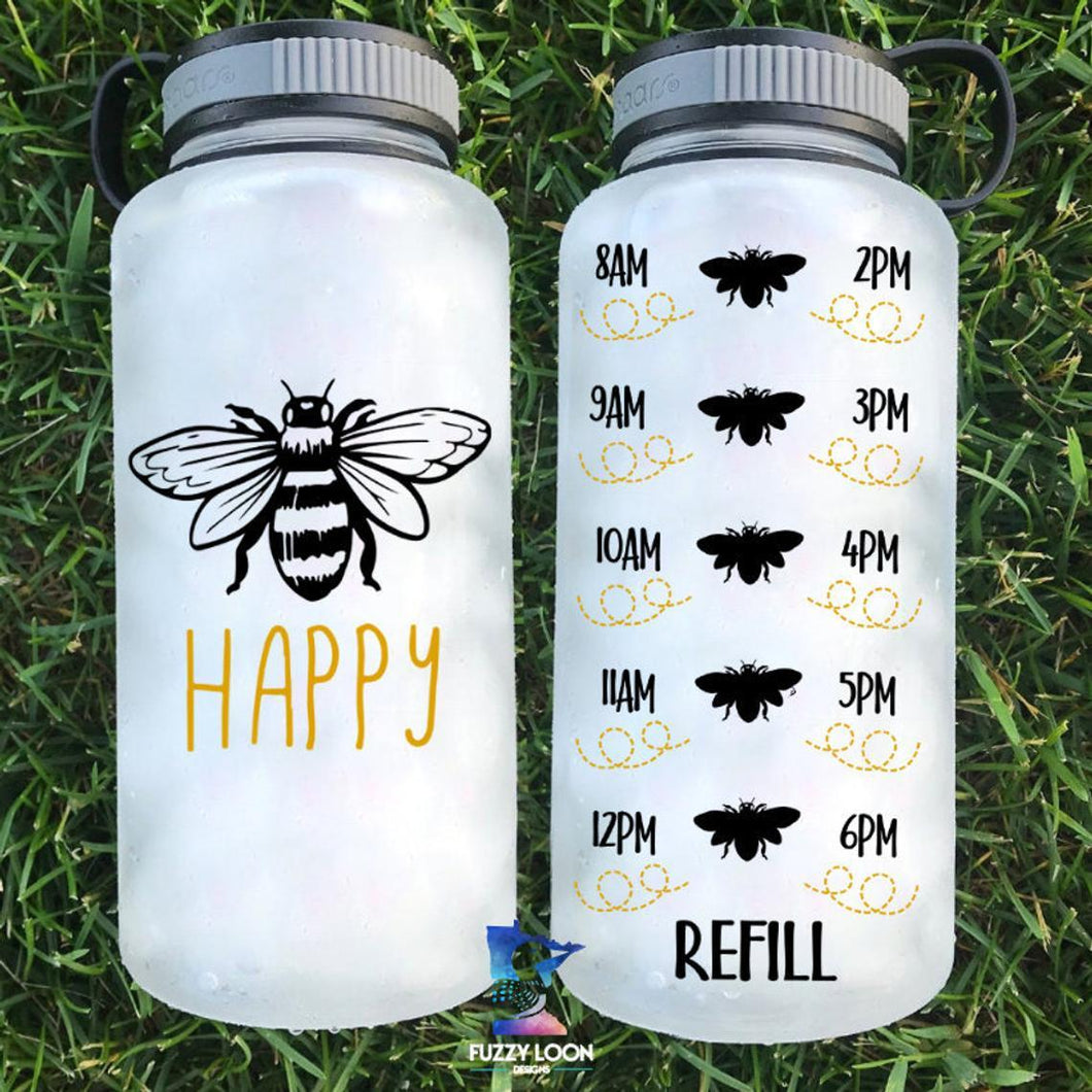 Bee Happy | Motivational Water Bottle | 34oz